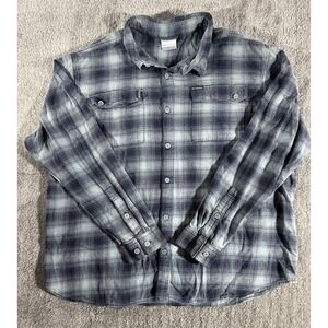 Columbia 2XL Blue Plaid Button Up Shirt‎ Men's